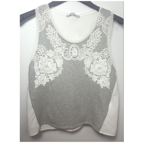 ZARA Crop Top with Printed Lace & Mesh Back - Picture 2 of 6
